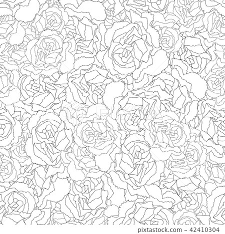Carnation Flower Outline Seamless Background 42410304