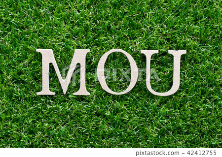 Wood alphabet in word MOU 42412755