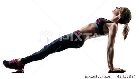 woman pilates fitness exercises silhouette isolated 42412884