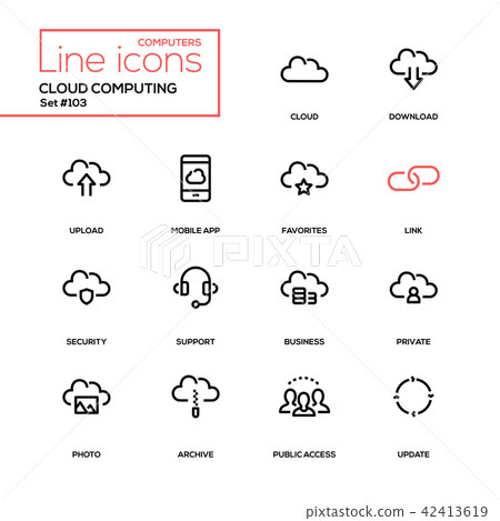 Cloud computing - modern line design icons set 42413619