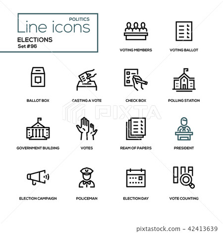 Elections - modern line design icons set 42413639