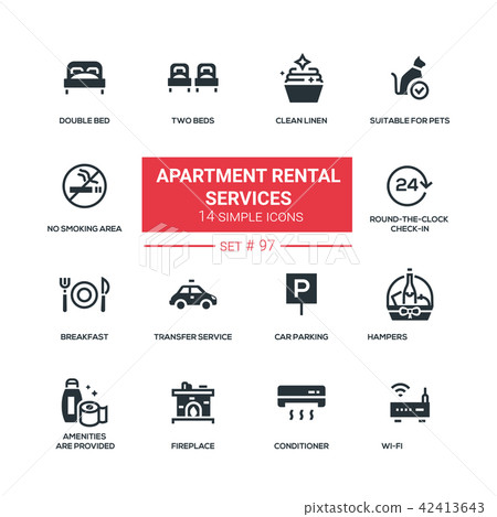 Apartment rental service - flat design style icons set 42413643