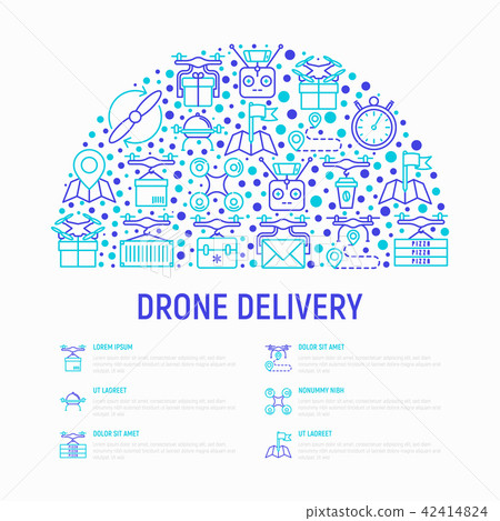 Drone delivery concept in half circle Drone delivery concept in half circle 42414824