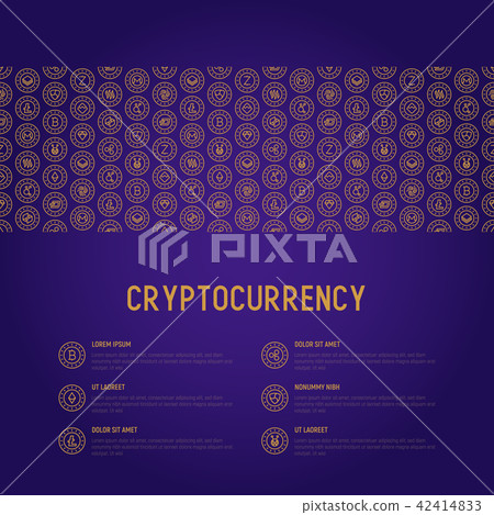 Cryptocurrency concept with thin line icons Cryptocurrency concept with thin line icons 42414833