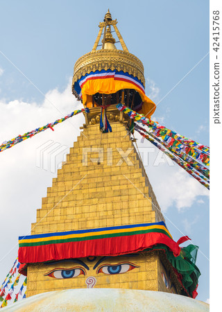 Boudhanath Stupa and prayer flags in Kathmandu Boudhanath Stupa and prayer flags in Kathmandu 42415768