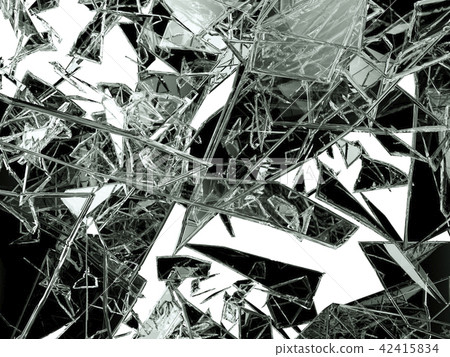 Pieces of glass broken or cracked on white Pieces of glass broken or cracked on white 42415834