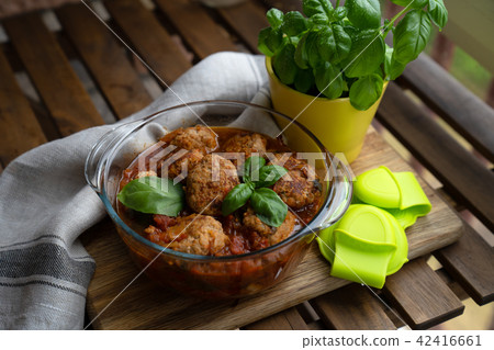 Homemade Meatballs with Cream Sauce and Parsley Homemade Meatballs with Cream Sauce and Parsley 42416661