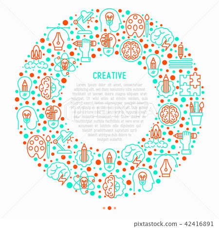 Creative concept in circle with thin line icons - Stock Illustration ...