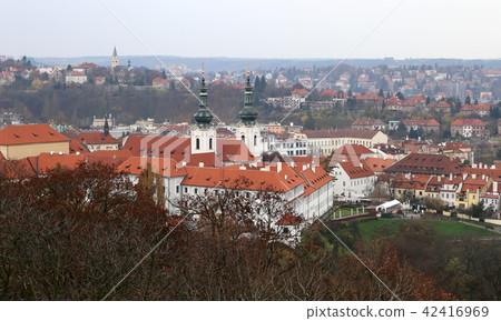 Top view on medieval houses of Prague 42416969