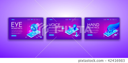 Eye, voice and hand biometrics vector illustration 42416983