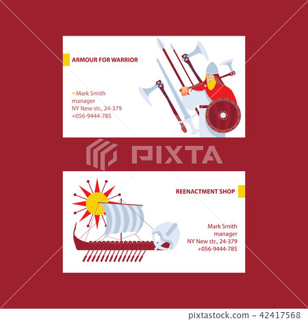 Vector business cards with viking warrior objects Vector business cards with viking warrior objects 42417568
