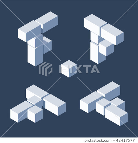 Isometric letters F in varions views. Made with 3d 42417577