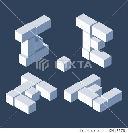 Isometric letters E in varions views. Made with 3d 42417578