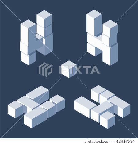 Isometric letters H in varions views. Made with 3d 42417584