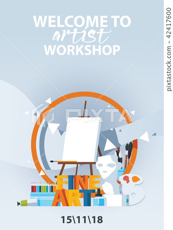Flat vertical poster for artist workshop, classes Flat vertical poster for artist workshop, classes 42417600