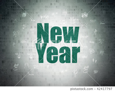 Holiday concept: New Year on Digital Data Paper background Holiday concept: New Year on Digital Data Paper background 42417797