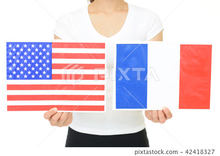 A woman with a national flag A woman with a national flag 42418327