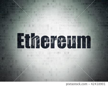 Blockchain concept: Ethereum on Digital Data Paper background 42418901