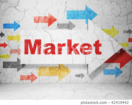Advertising concept: arrow with Market on grunge wall background 42419442