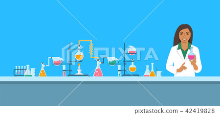 Chemist in chemical laboratory vector background Chemist in chemical laboratory vector background 42419828