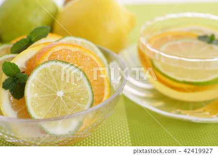 Fresh fruit and tea Fresh fruit and tea 42419927