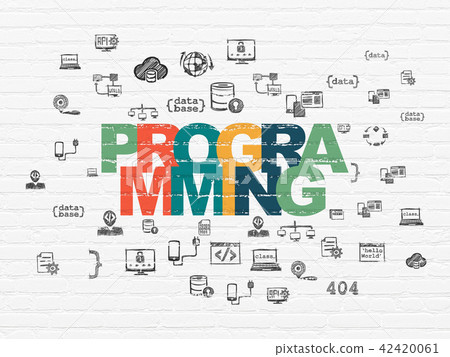 Database concept: Programming on wall background - Stock Illustration ...
