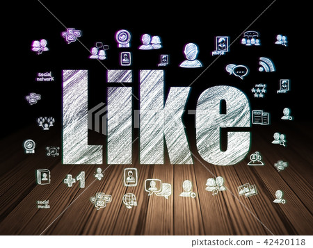 Social network concept: Like in grunge dark room Social network concept: Like in grunge dark room 42420118