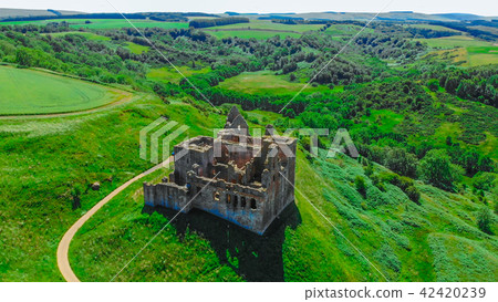 The ruins of Crichton Castle near Edinburgh - aerial view The ruins of Crichton Castle near Edinburgh - aerial view 42420239
