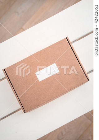 Craft boxes on white table from above 42422053