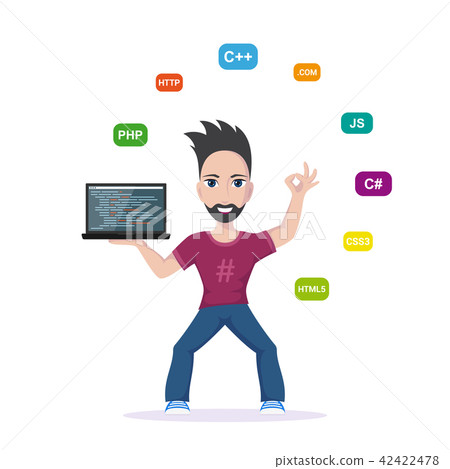 programmer man character - Stock Illustration [42422478] - PIXTA