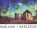 Abandoned ruined stone church, Australia 42422528
