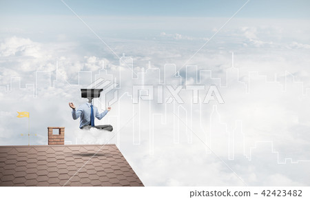 Concept of security and privacy protection with camera headed ma 42423482