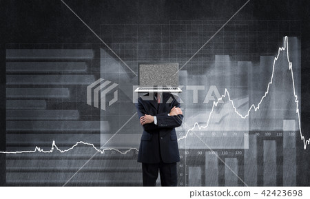 Businessman with laptop instead of head. Businessman with laptop instead of head. 42423698