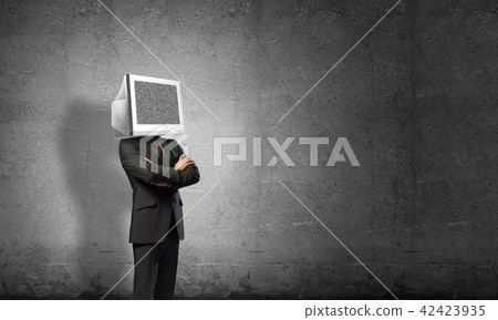 Businessman with monitor instead of head. 42423935