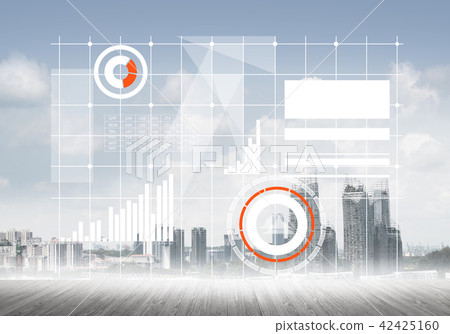 Natural background with modern cityscape wooden floor and media interface Natural background with modern cityscape wooden floor and media interface 42425160