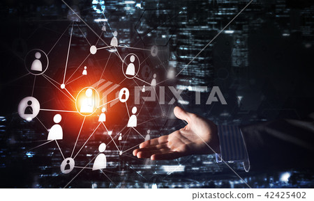 Presenting modern wireless technologies as means of communucation and networking on dark background Presenting modern wireless technologies as means of communucation and networking on dark background 42425402