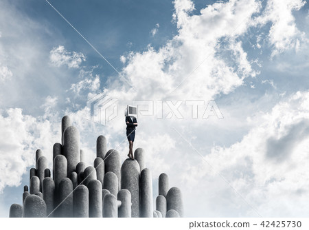 Business woman with monitor instead of head. 42425730