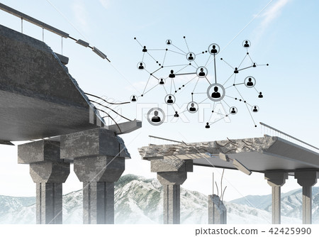 Damaged stone bridge as idea for problem and social connection concept Damaged stone bridge as idea for problem and social connection concept 42425990