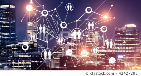 Modern wireless technologies as means of communucation and networking on dark background Modern wireless technologies as means of communucation and networking on dark background 42427293