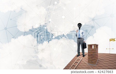 Concept of security and privacy protection with camera headed man Concept of security and privacy protection with camera headed man 42427663