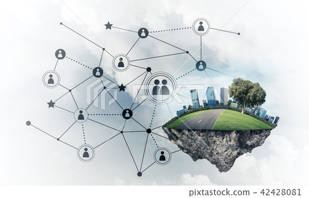 Concept of modern networking technologies and eco green construction Concept of modern networking technologies and eco green construction 42428081