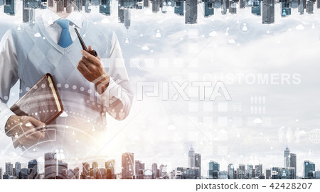 Conceptual image of successful businessman. 42428207
