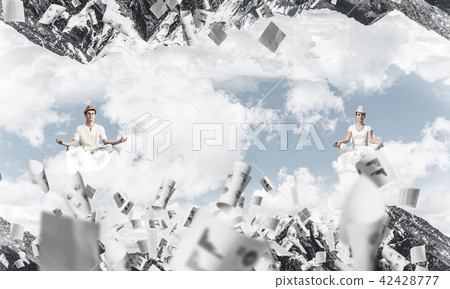 Young couple keeping mind conscious. 42428777