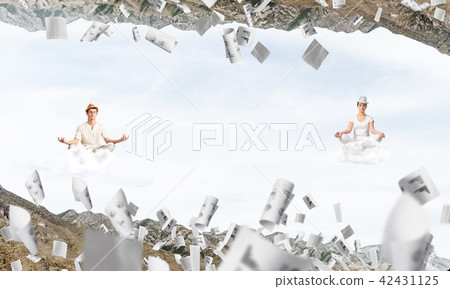 Young couple keeping mind conscious. 42431125