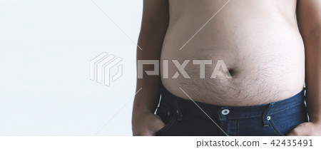 man with overweight big fat belly chubby 42435491