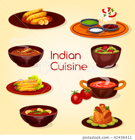 Indian cuisine food, thali dish and desserts Indian cuisine food, thali dish and desserts 42436411
