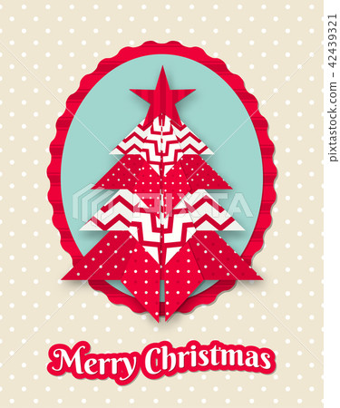 christmas card with abstract origami tree - Stock Illustration ...