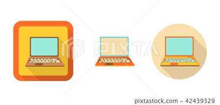 set of flat retro icons - laptop, illustration - Stock Illustration ...