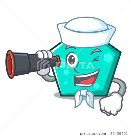 Sailor with binocular pentagon mascot cartoon style 42439401