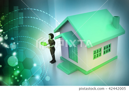 3d women with home and key 3d women with home and key 42442005